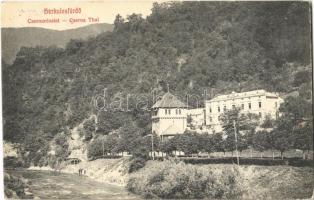 1918 Herkulesfürdő, Herkulesbad, Baile Herculane; Cserna részlet, nyaraló / Cerna riverside, villa