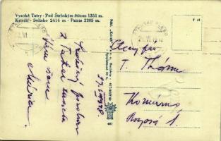 1948 Tátra, Vysoké Tatry; Pod Strbskym stítom, Kriván, Solisko, Patria / Csorbai-csúcs, Kriván, Szol...