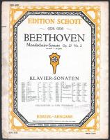 Beethoven Mondschein-Sonate Op. 27 N. 2. (Holdfény szonáta.) Edition Schott. A borító levált a kottáról.