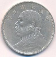 Kína 1914. 1$ (1Y) Ag Yüan Shihkai 6 karakter (26,96g) T:2 China 1914. 1 Dollar (1 Yuan) Ag Yüan Shihkai 6 characters (26,96g) C:XF Krause Y#329