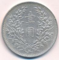 Kína 1914. 1$ (1Y) Ag "Yüan Shihkai" 6 karakter (26,96g) T:2
China 1914. 1 Dollar (1 Yuan...