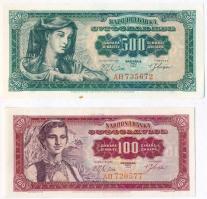 Jugoszlávia 1963. 100D + 500D T:I,II Yugoslavia 1963. 100 Dinara + 500 Dinara C:UNC,XF