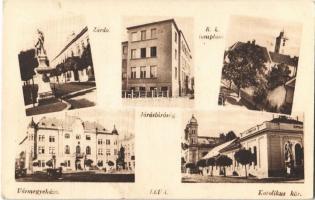 Léva, Levice; Római katolikus templom, zárda, Járásbíróság, Vármegyeháza, Katolikus kör / Catholic church, nunnery, court, county hall