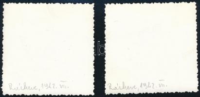 1942 Ráckevei életképek, 2 db fotó, feliratozva, 6×6 cm