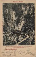 1901 Békás-Szurduki szoros, Cheile Bicazului-Pasul Surduc; Urmánczy-féle csatorna, vízesés a fürdőnél. Káháne Hendel kiadása / waterfall, channel in the gorge