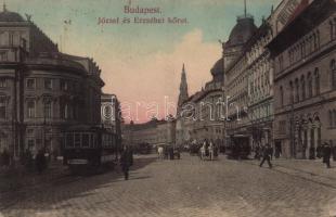 1910 Budapest VIII. József és Erzsébet körút, Hotel Rémi szálloda, M. kir. Technológiai Iparmúzeum, villamosok. Taussig A. 3270. (EK)