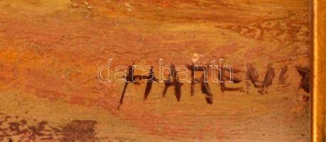 Harencz János (?-?): Falusi életkép. Olaj, karton, keretben, 11×14,5 cm