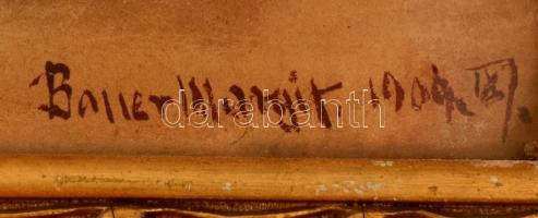 Bauer Margit (?-?): Zöld vázás csendélet. Akvarell, papír,  antik kopott üvegezett keretben 21×30 cm