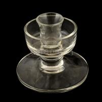 Tiffany üveg gyertyatartó két részből, alsó részen kis lepattanásokkal. m: 22 cm, d: 20 cm