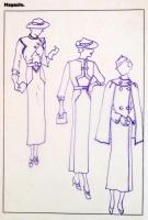 Jelzés nélkül: Divatrajzok. Tus, pauszpapír, 31×23 cm