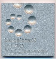 Spanyolország 2003. BARCELONA03 10TH FINA WORLD CHAMPIONSHIP (10. Nemzetközi Úszó Világbajnokság) Al sport emlékplakett a VB résztvevői számára, eredeti papírtokban (60x60mm) T:1