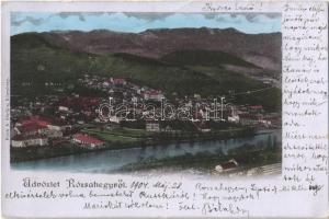 1904 Rózsahegy, Ruzomberok; látkép zsinagógával és vasútállomással. Kohn A. kiadása / general view with synagogue and railway station (EK)