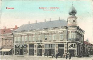 1908 Pancsova, Pancevo; Erzsébet tér, üzlet. 223. Miloszavljevics Vazul kiadása / square, shops