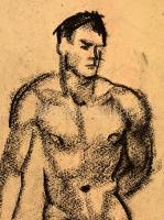 Deli Antal (1886-1960): Férfi aktok (két oldalas). Szén, papír, jelzés nélkül, 43×31 cm