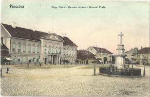 1908 Pancsova, Pancevo; Grosser Platz / Nagy piac, Városháza. Kohn Samu kiadása / market, town hall (EK)