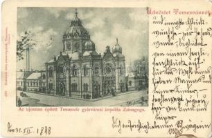 1898 Temesvár, Timisoara; Az újonnan épített gyárvárosi izraelita zsinagóga. Králicsek Béla kiadása / synagogue (EK)