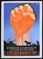 1947 Szilas-Horváth: Megvédjük a demokráciát, építjük az országot plakát reprintje, kiadja a Révai Nyomda, 33,5x24 cm