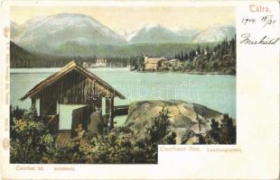 Tátra, Vysoké Tatry; Csorbai tó kikötőhely. Feitzinger Ede 3.bt. 1903/13. / Strbské Pleso / lake, port (EK)