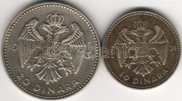 Jugoszlávia 1931(a)10d + 1931 20d ezüst 1-1db T:2/3