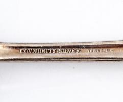 Ezüstözött fém étkészlet, 24 db, dobozban, h: 24 cm és 15 cm közötti méretben, doboz: 18x43x6 cm