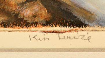 Kiss Terézia (1928- ):Tájkép festő. Színezett rézkarc (V/XX), papír, jelzett, paszpartuban, 20×29 cm