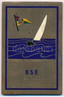1937. BSE (Budapest Sport Egyesület) zománcozott Br plakett, 22m^2 JOLLE IV. - 1937 VI 27 gravírozással (83x55mm) T:1-,2 zománchiba
