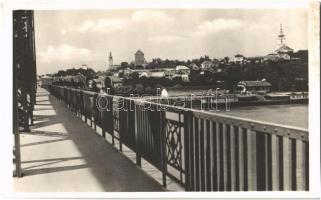 1942 Dunaföldvár, kilátás a hídról. Somló Lajos felvétele és kiadása (fl)