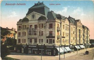 Temesvár, Timisoara;  Löffler palota, Holzer divatház, posta hivatal / palace, shops, post office (EK)