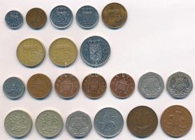 Vegyes: Hollandia 1966-1991. 1c-5G (8x) + Nagy-Britannia 1950-2003. 1/2p-1Ł (13x) T:2,2- Mix: Netherlands 1966-1991. 1 Cent - 5 Gulden (8x) + Great Britain 1950-2003. 1/2 Penny - 1 Pound (13x) C:XF,VF