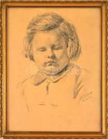 Ék jelzéssel: Kislány portré. Szén, papír, üvegezett keretben, 39×29 cm