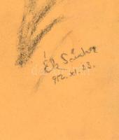 Ék jelzéssel: Kislány portré. Szén, papír, üvegezett keretben, 39×29 cm