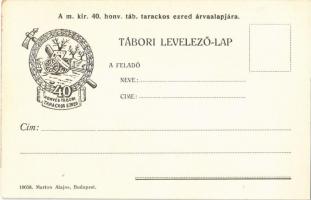 A m. kir. 40. Honvéd Tábori Tarackos Ezred árvaalapjára segélylap. Marton Alajos kiadása / Hungarian WWI military charity card