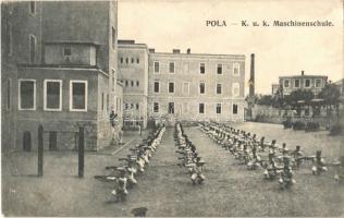 1910 Pola, Pula; K.u.K. Kriegsmarine Maschinenschule / Austro-Hungarian Navy machinery school with mariners practicing. G. Fano (EK)