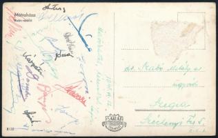 1948 Vasas és ETO labdarúgói által aláírt képeslap (Kárpáti, Józsa, Dombos, stb.)