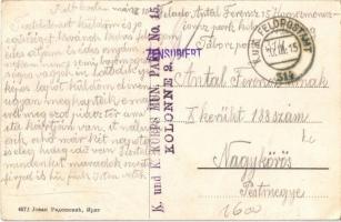 1915 Ürög, Irig; Glavna ulica / Fő utca, üzletek / main street, shops + "K. und K. KORPS MUN. P...