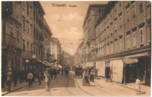 Trieste, Corso / street view with trams and shops