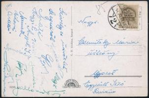1942 Labdarúgók által aláírt képeslap (Hegyi Gyula, Gallovits Tibor, stb.)