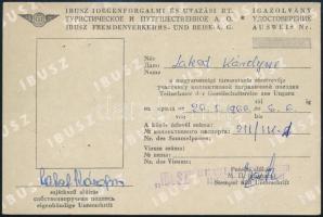 1962 Lakat Károly labdarúgó edző feleségének aláírása igazolványon