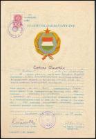 1972 Sebes Gusztáv labdarúgó, edző fiának 2 db bizonyítványa