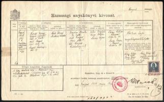1934 Szegedi városi illetékbélyeggel hitelesített házassági anyakönyvi kivonat