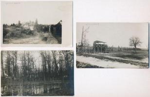 3 db RÉGI első világháborús katonai fotó képeslap: Volhynia, fenségek látogatása a fronton / 3 WWI K.u.K. (Austro-Hungarian) military photo postcards: Wolhynia