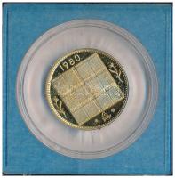 1980. Aranyozott fém naptárérem Magyar Nemzeti Bank feliratú műanyag tokban (24mm) T:1