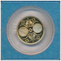 1980. Aranyozott fém naptárérem "Magyar Nemzeti Bank" feliratú műanyag tokban (24mm) T:1