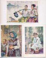 6 db RÉGI magyar folklór motívum képeslap: Baranyai népviseletek, Pécsi Pilch Dezső sorozata / 6 pre...
