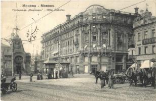 1912 Moscow, Moskau, Moscou; Hotel National, shops, horse-drawn carriages. Knackstedt & Co. (EK)