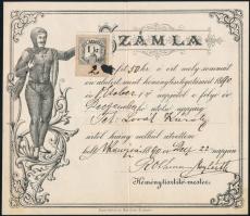 1890 Kanizsa, kéményseprő számla 1 Kr okmánybélyeggel