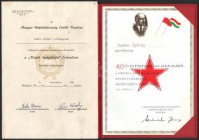 1957-1964 Rendőralezredes kitüntetési okiratai és egyéb okmányok