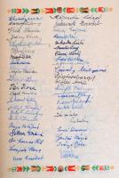 1948 Magyar Országos Szövetkezeti Központ egyedi díszalbuma a vezérigazgató részére, minden munkatárs aláírásával