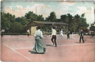 3 db régi tenisz motívumlap / 3 pre-1945 tennis motive cards