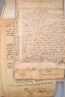 Nagy doboz vegyes papírrégiség tétel: iratok, levelek, számlák